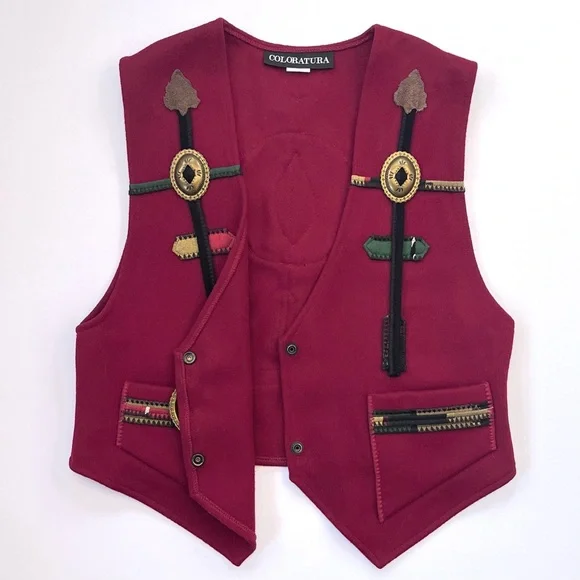 Vintage Women’s Coloratura Tribal 100% Wool Vest (Medium) - Picture 3 of 6